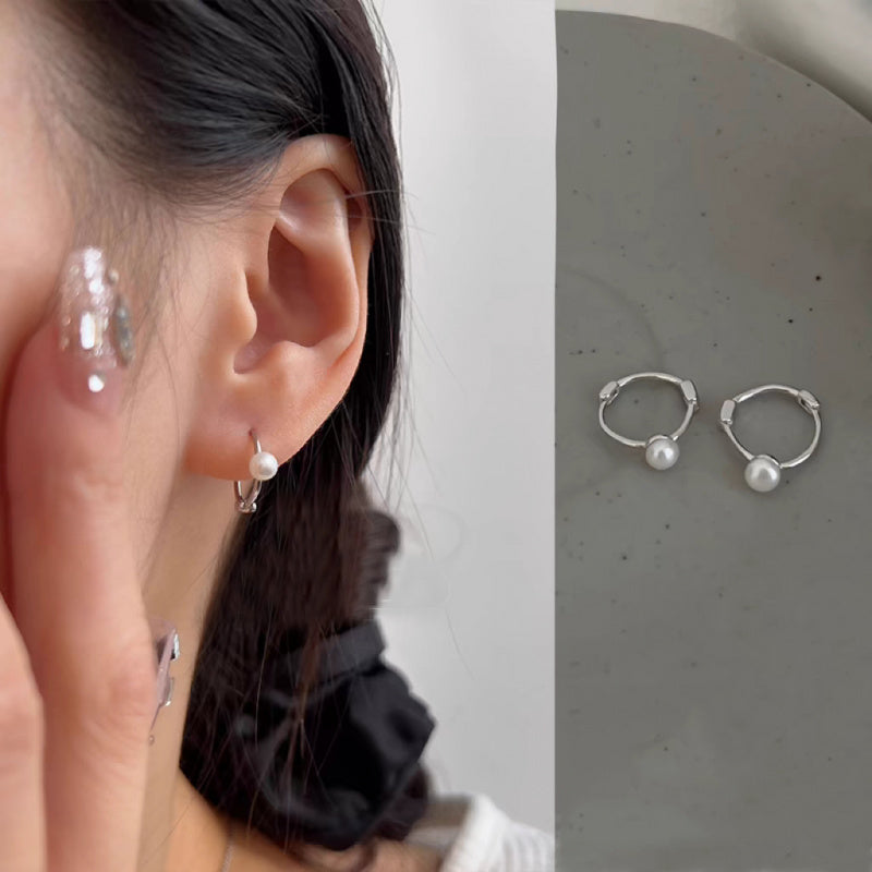 925 Silver Needle Love Butterfly Gravel Fashionable and Versatile Earrings Niche Unique Design Pearl Flower Earrings Earrings