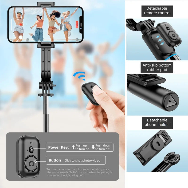 Wireless Selfie Stick Tripod Stand with Bluetooth Remote 42" Extendable Phone Tripod for iPhone Samsung Huawei Video Recording