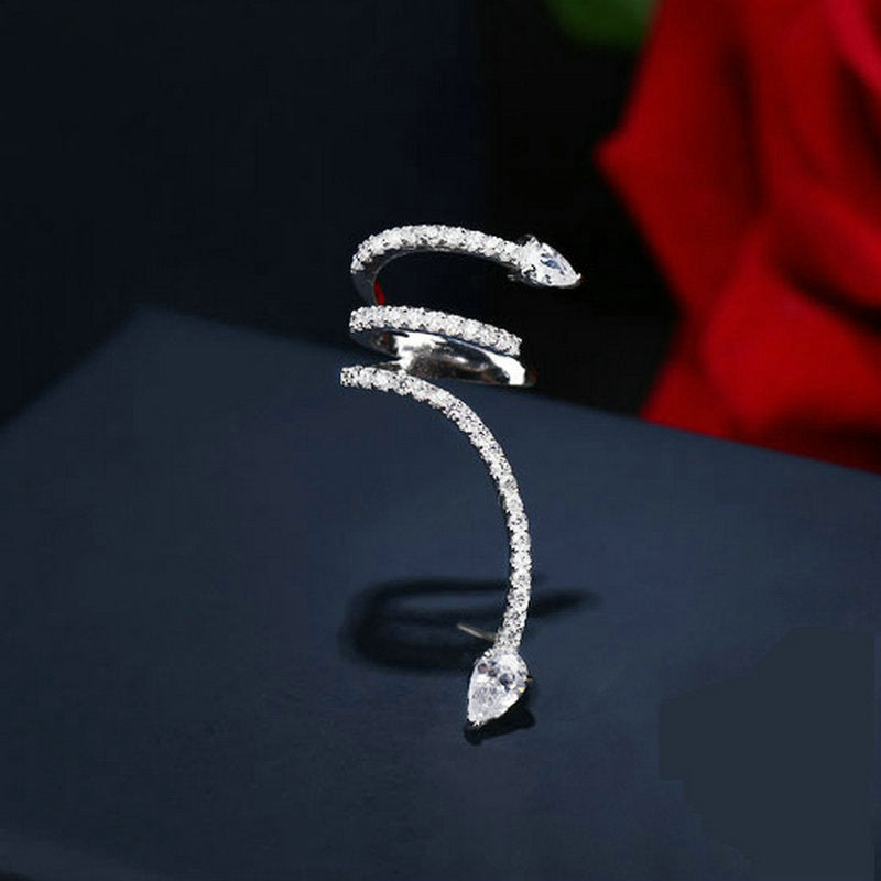 Star Earrings Sterling Silver Needle Personality Temperament Micro-inlaid Zircon Line Snake Earrings Earrings Single