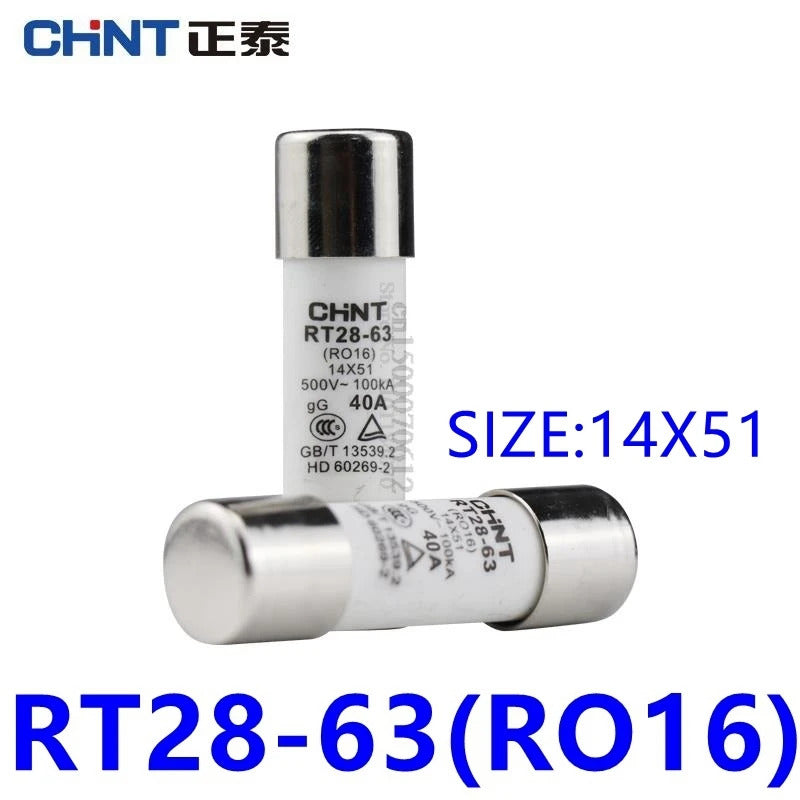 CHINT RT28-32 (RO15) 10X38 RT28 63 (RO16) 14X51 500V 2A 10A 16A 20A 25A 32A 40A 50A 63A Fuse Fusible Core Kit Ceramic Fuse Link