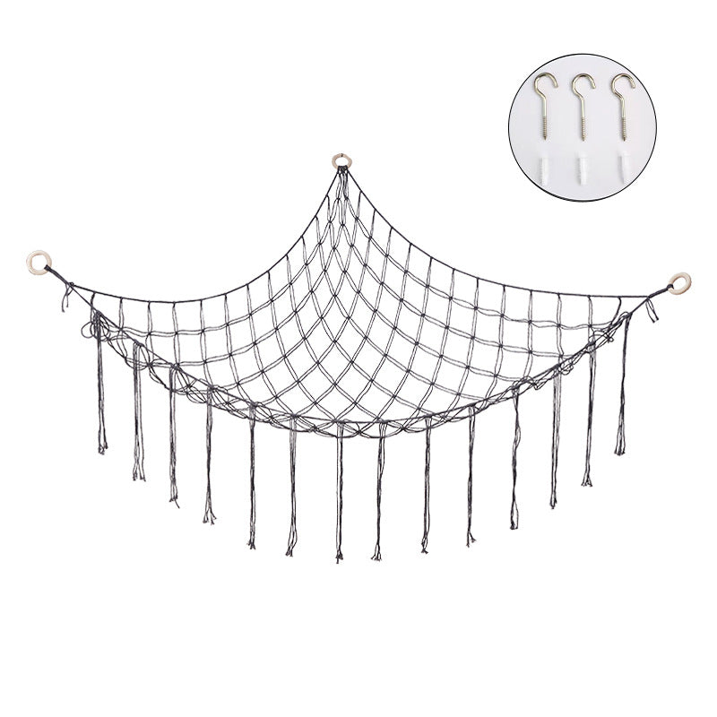 Handwoven Children's Room Corner Toy Storage Hammock Bedroom Decoration Triangle Plush Toy Storage Net