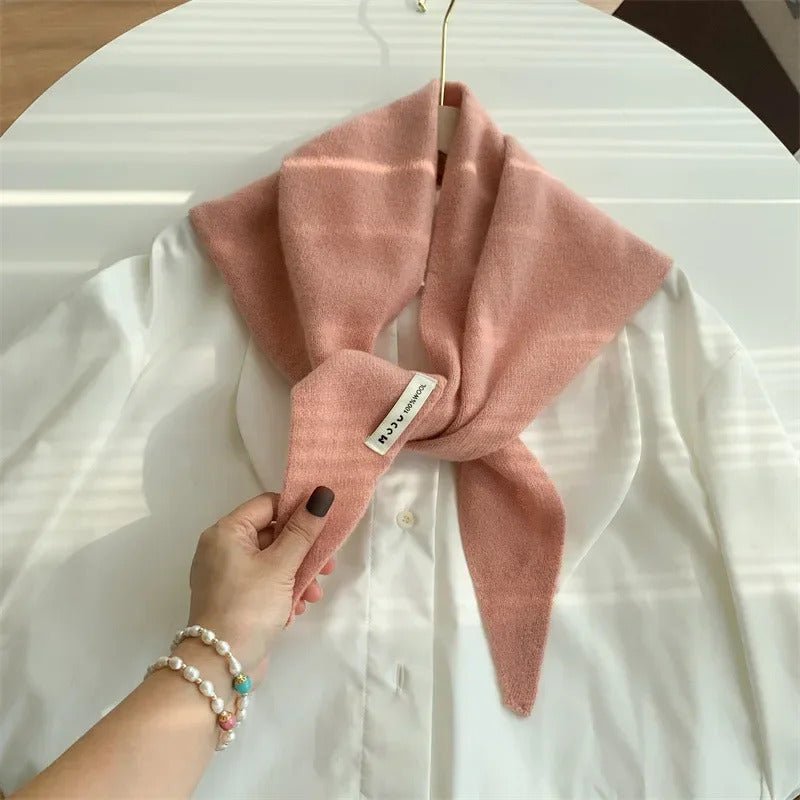 British Korean Triangle Scarf  Niche Wool  Triangular Scarf Women Headscarf Knitted Scarf Multi-functional Warm Knitted Scarf