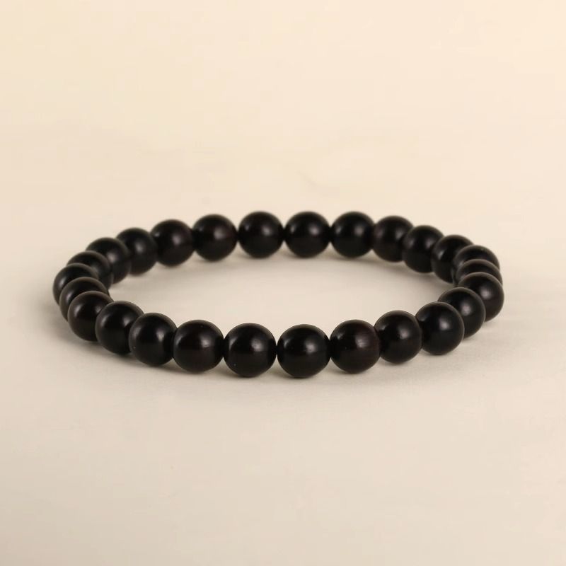 Natural Small Leaf Red Sandalwood Bracelet for Men and Women Couples Black Ebony Wooden Buddhist Beads Golden Silk Sandalwood Bracelet Hetian Jade Top Beads