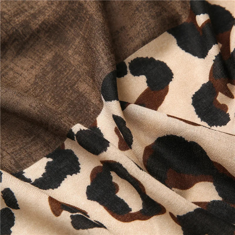 2023 spring and summer luxury brown ladies wild leopard scarf female long scarf shawl thin brown fashionable scarf long shawl