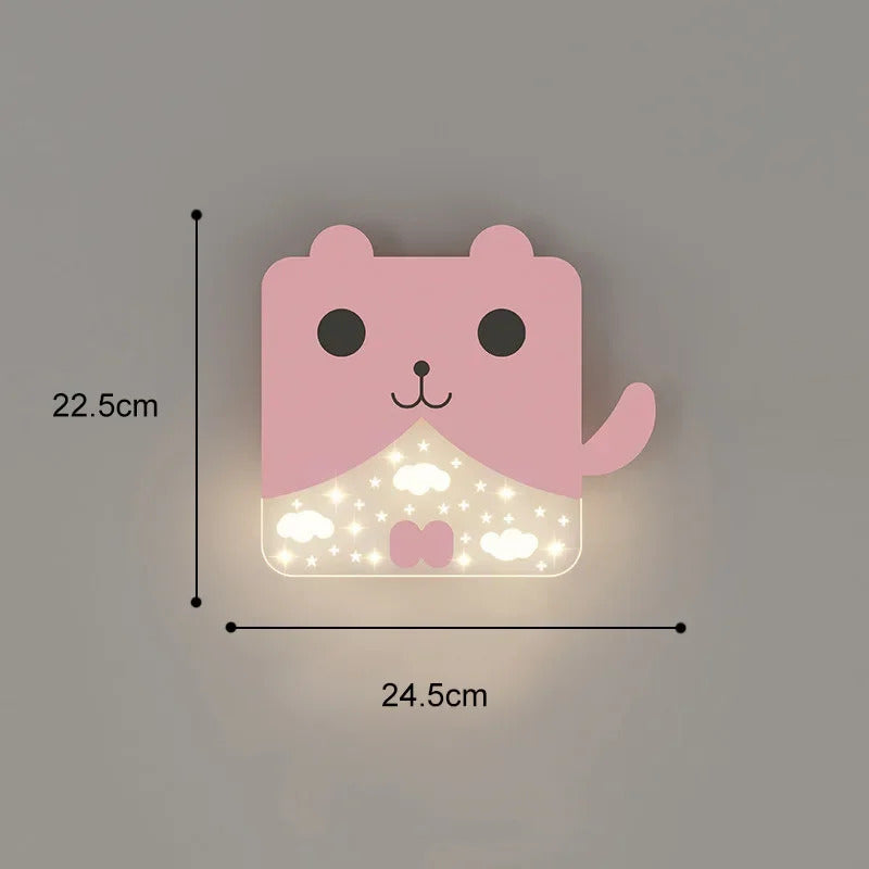 SANDYHA Cute Cartoon Kids Wall Lamp Warm LED Night Light for Children Room Bedroom Nursery Decor Creative Acrylic Lighting