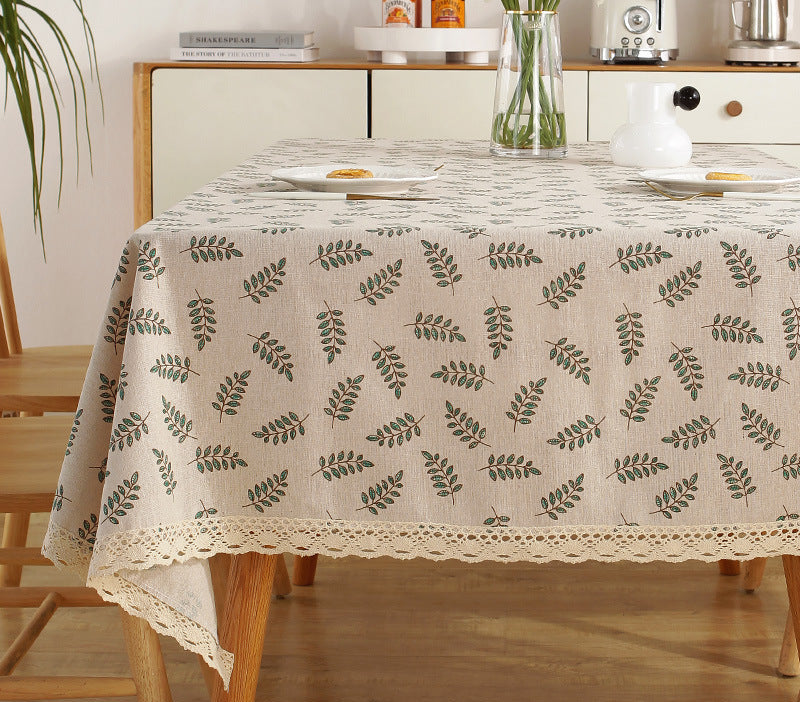 Fresh Cotton and Linen Plaid Tablecloth Coffee Table Dining Table Kindergarten Student Lace Cloth Art Square Picnic Tablecloth