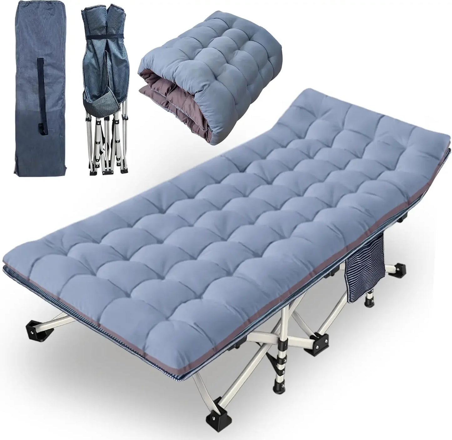 Comfortable Mattress for Adults Extra Wide Cots for Sleeping Folding Cot Camping Bed Heavy Duty with Carry Bag for Home Office