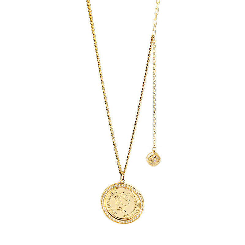 925 Sterling Silver Necklace Queen Head Portrait Women's Collarbone Chain Light Luxury High-end Niche Design Ins Jewelry Accessories