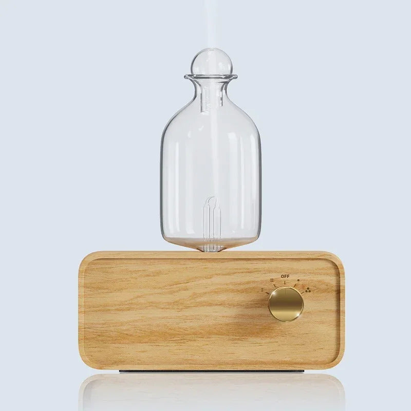 New Essential Oil Diffuser Waterless Operated Aromatherapy Diffuser for Home Office Wood and Glass Aroma Diffuser Scent Machine