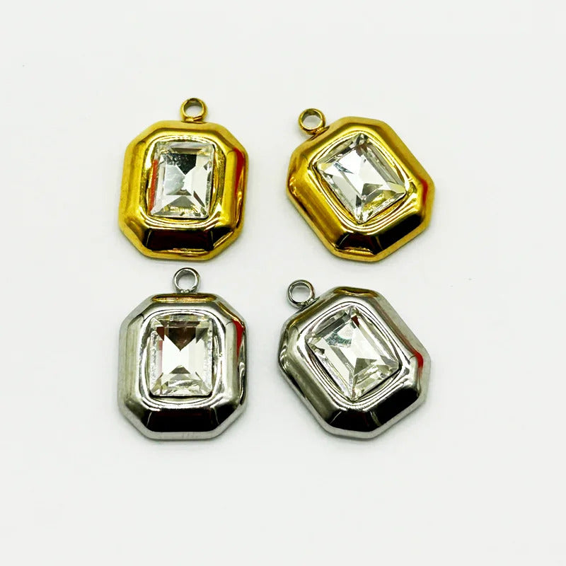 New Arrival! 15x13mm 50pcs Stainless Steel Pendants Glass Oval Charm For Handmade Earring Necklace DIY Parts,Jewelry Findings