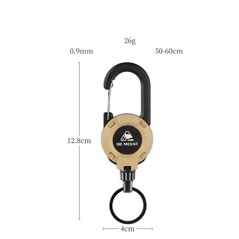 Outdoor Tactics Can Buckle Retractable Buckle Steel Wire Rope Multi-Functional Keychain Camping High Rebound Anti-Separation Rope Pull Peels