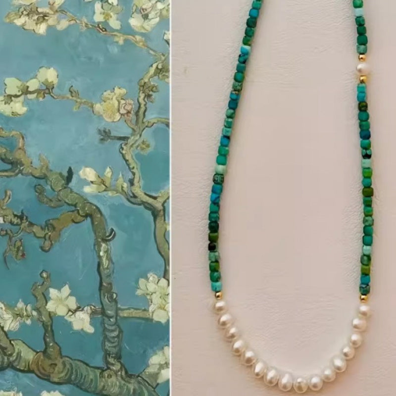 Turquoise Baroque Freshwater Pearl Bracelet Stacked Elegant Women's Bracelet