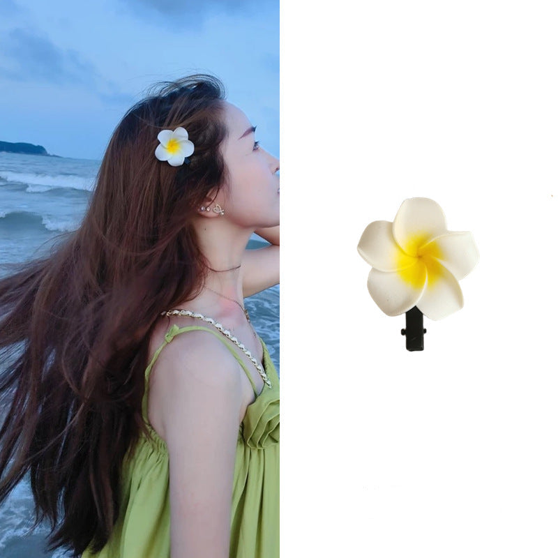 Dai People Dress up Seaside Vacation Plumeria Rubra Barrettes Travel Headdress for Taking Photos Flower Side Clip Small Size Fairy Hairpin