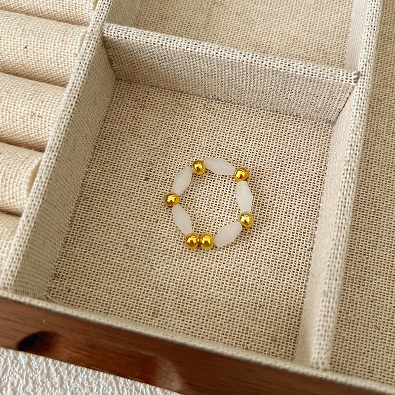 Dopamine Ring for Women, Niche Design, Personalized Beaded Index Finger Ring, High-End Fashion, Colorful Cute Closed Ring