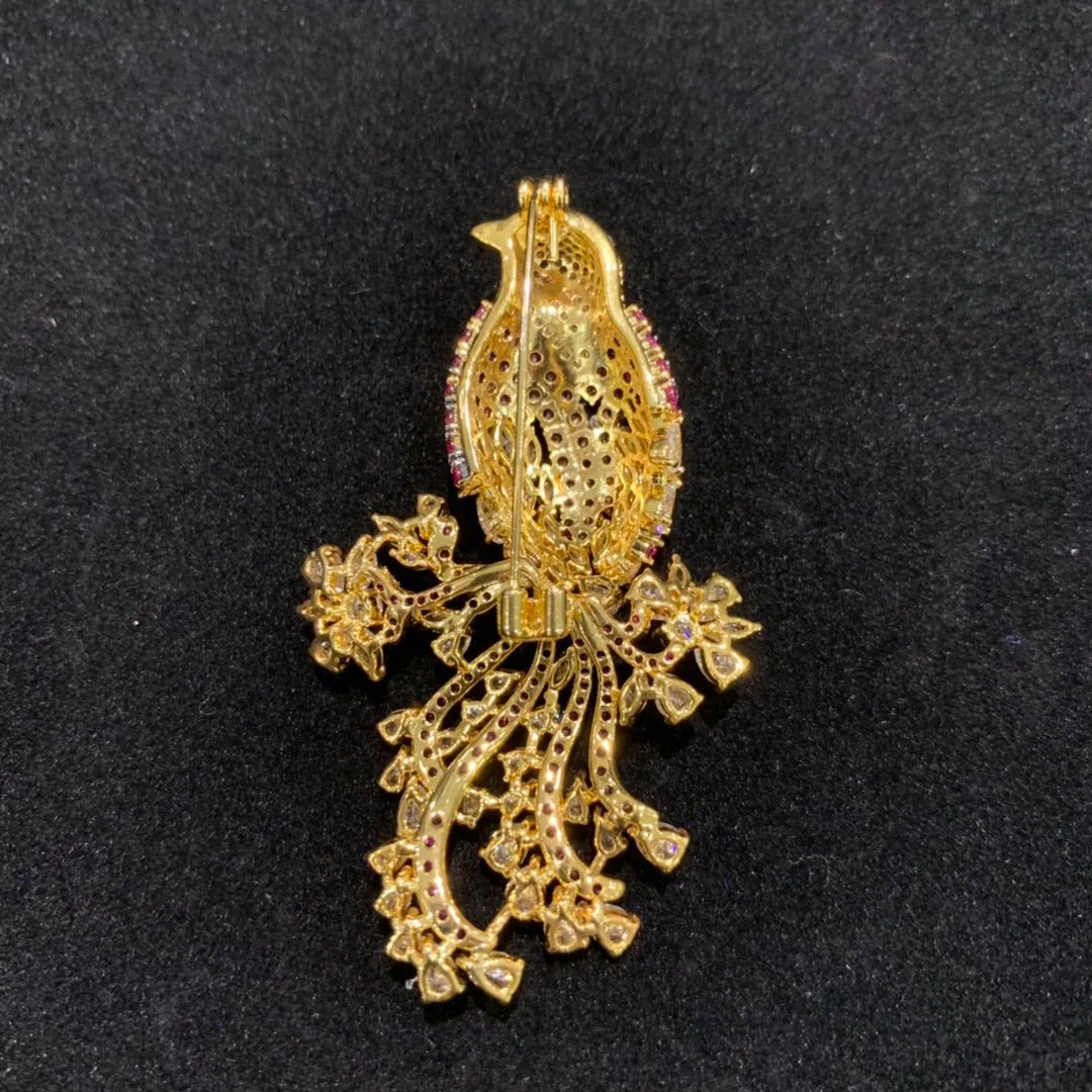 copper with cubic zircon birds brooch pin pink yellow multi color single double birds fashion women & men jewelry free shipping