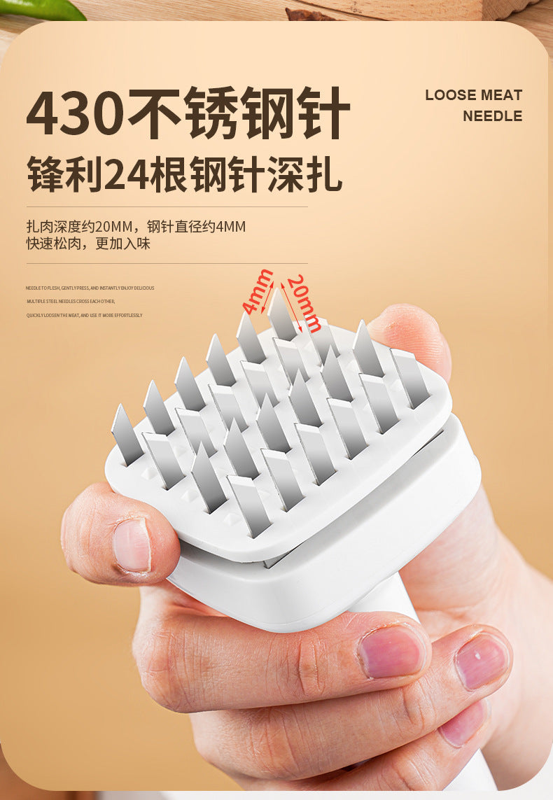 Stainless Steel Automatic Rebound Hammer Meat Tenderizer Needle for Home Kitchen Steak Tenderizing Beef Chicken Flavor Punching Tool