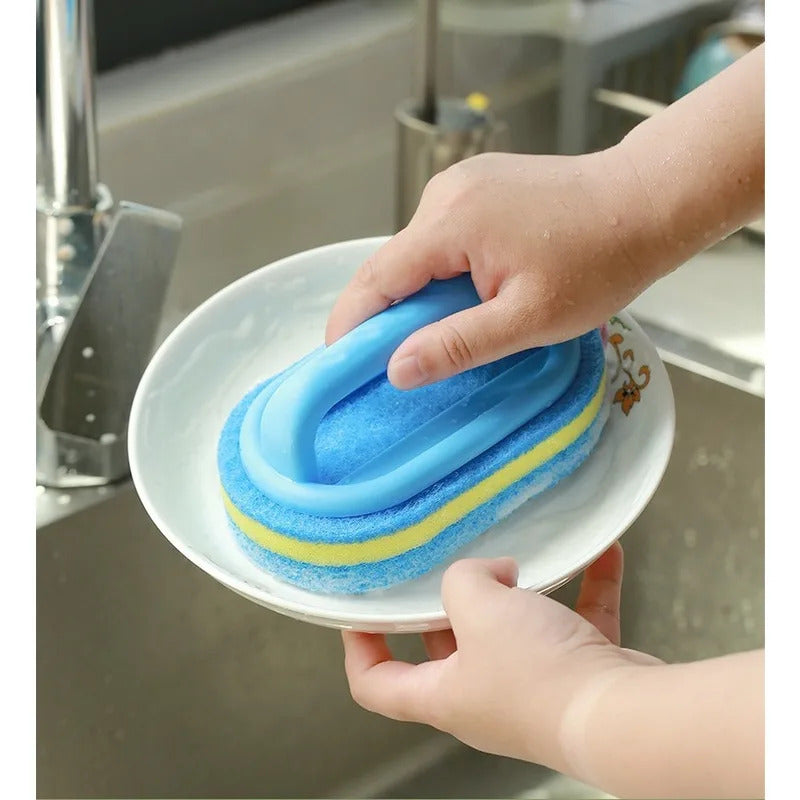 Cleaning Brush with Handle Kitchen Sponge Wipe Thickening Bathroom Tile Cleaning Sponge Household Stain Removal Clean Tools