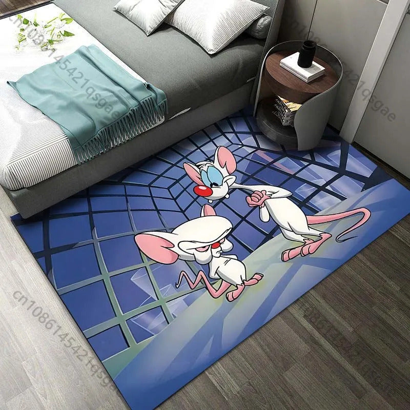 Classic Cartoon Pink The Brain Patter Carpet for Living Room Bedroom Bedside Bathroom Floor Mat Area Rug Sofa Mat Home Decor