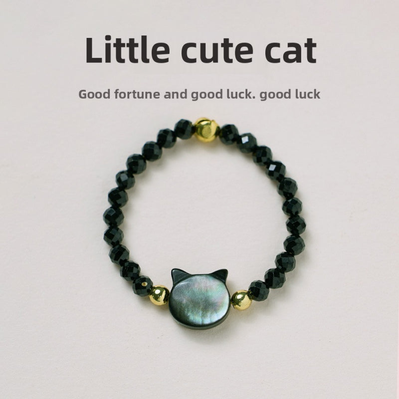 Natural Tourmaline Pixiu Ring Freshwater Pearl Garnet Crystal Stretch Good Luck Peach Blossom Rings