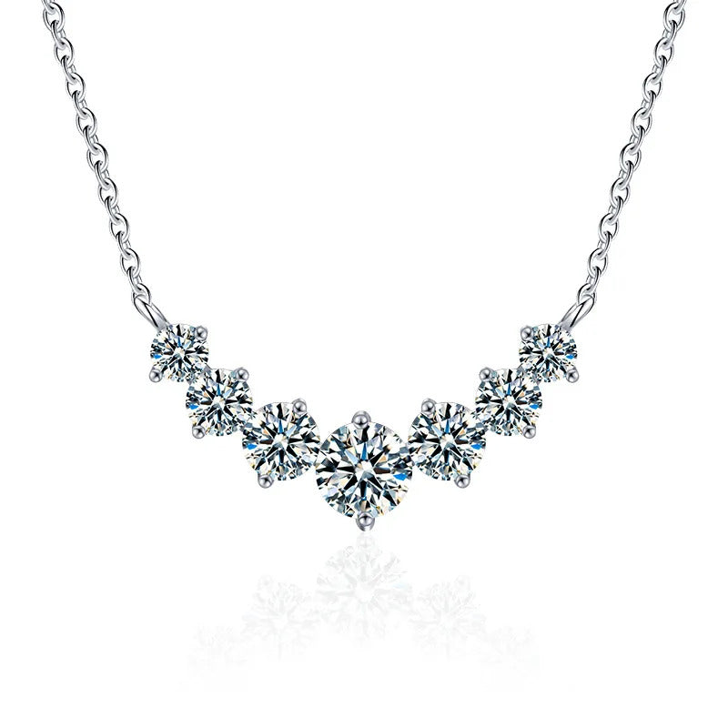 S925 Sterling Silver 2.8CT Moissanite Necklace 'Smiling Princess' Dainty Collarbone Chain Elegant Versatile Jewelry Accessory