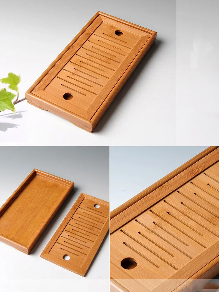 Large Capacity Water Storage Bamboo Tray Delicate Round Tea Board Chinese Tea Set Trays Decorative Traditional Tea Accessories