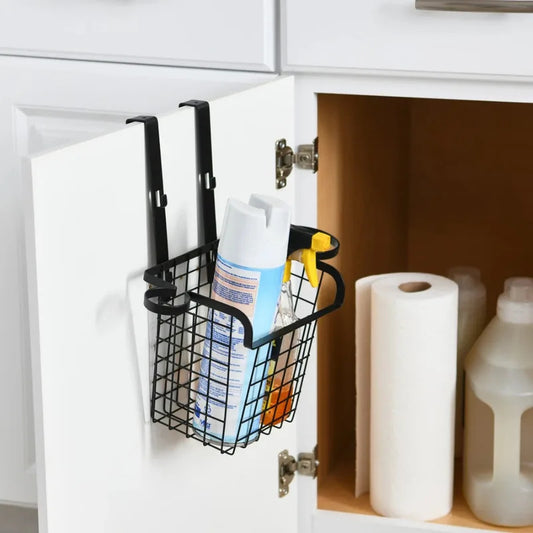 Home Essentials Over-the-Door Metal Vanity Basket, Black