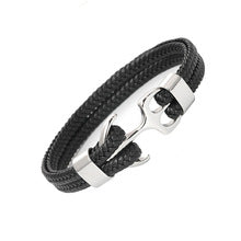 Personalized multi-layer woven leather bracelet men's hot sale stainless steel diamond bracelet gift jewelry