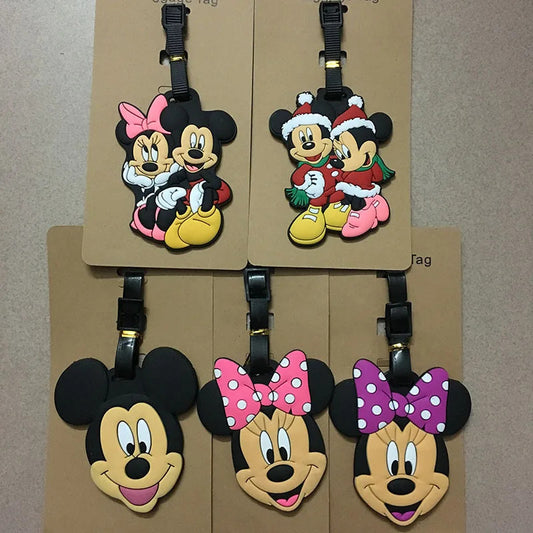 Disney Luggage Tags Cartoon Cute Mickey Minnie Suitcase Tag Baggage Holder Accessories Label Travel Bag Pendant Doll Accessories