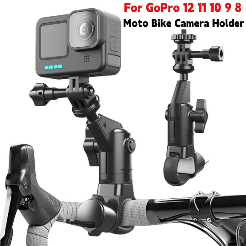 Camera Mount Holder Motorcycle Clip for GoPro 12 11 10 for Insta 360 X2 X3 X4 Action Camera Bike Bicycle Handlebar Stand Bracket
