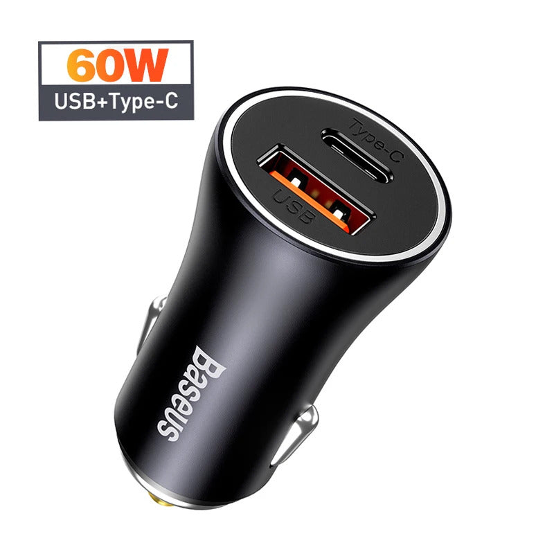 Baseus 65W Car Charger USB Type C Quick Charge 4.0 QC 3.0 PD Fast Charging For iPhone 13 Xiaomi Samsung Huawei USB C Car Charger