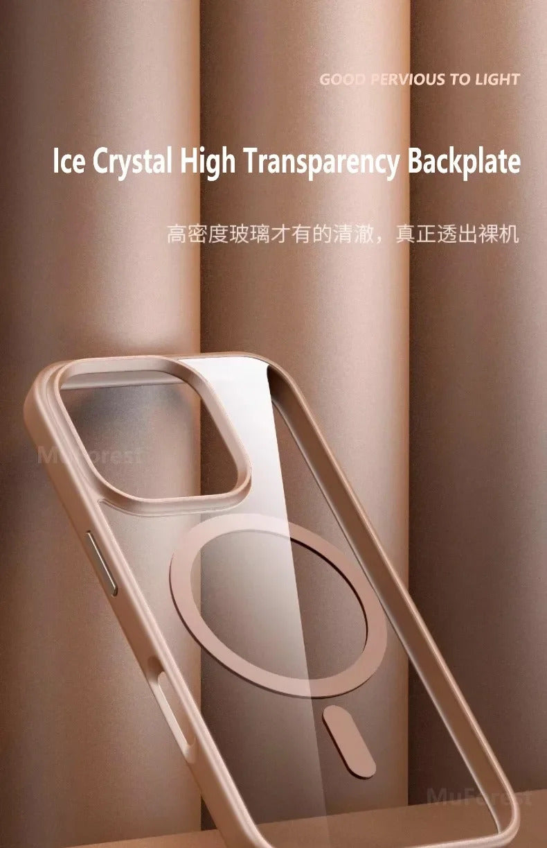 Acrylic Luxury Phone Case For iPhone 16 15 14 13 12 11 Pro Max Plus For Magsafe Transparent Magnetic Hard Cover funda