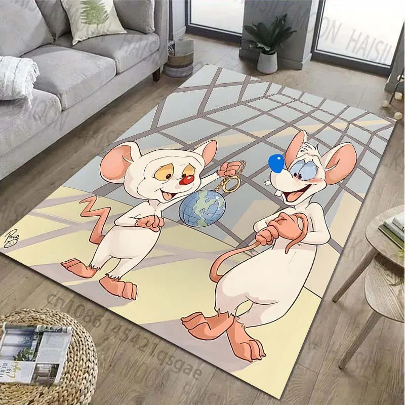 Classic Cartoon Pink The Brain Patter Carpet for Living Room Bedroom Bedside Bathroom Floor Mat Area Rug Sofa Mat Home Decor