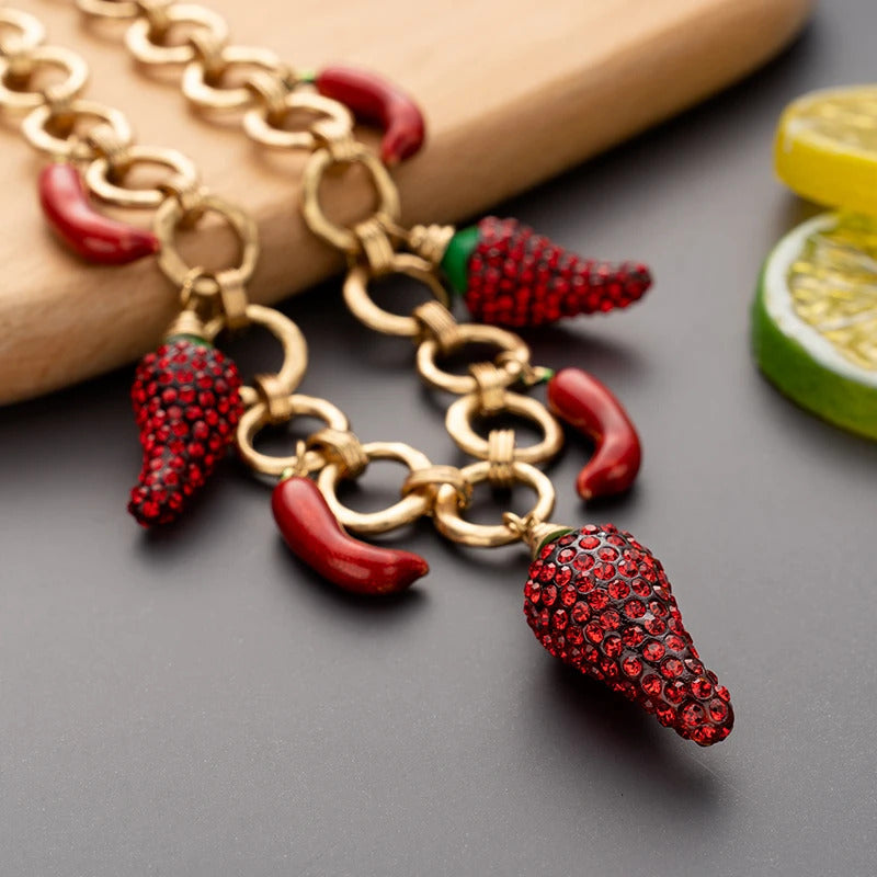 red Pepper Necklaces for Women Multilayer Collar Chain Verse Christian Jewelry 18K Gold Choker Plated/Stainless