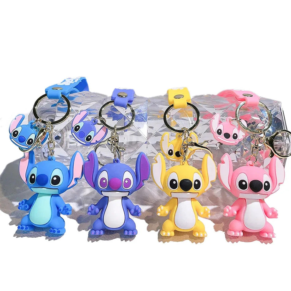 Hot Lilo & Stitch Toys Keychian Anime Stitch Pendant Keychain Sweet Pink Angel Keychians Women Car Keyring Girl Birthday Gift