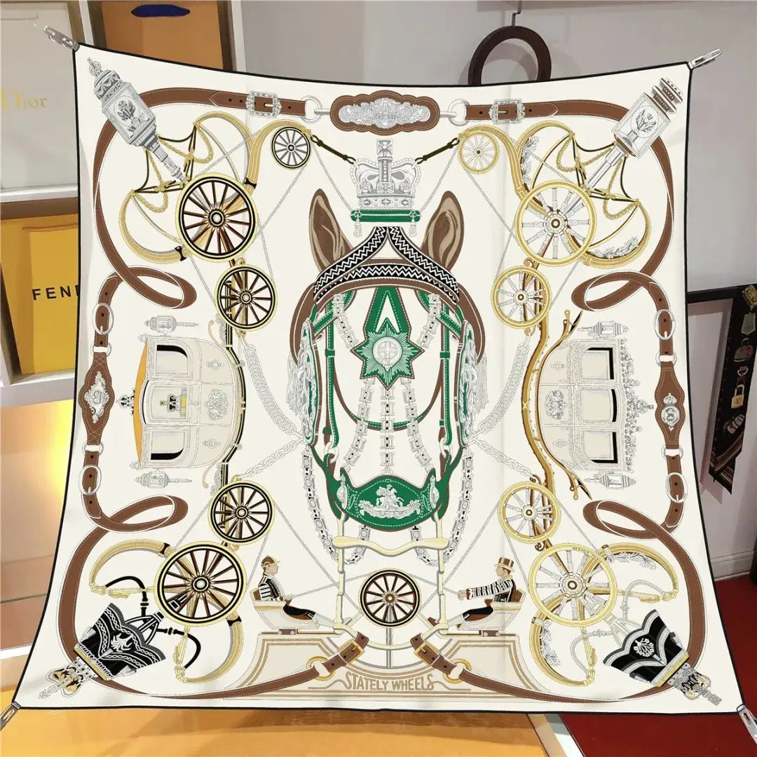 90*90CM Kerchief Four Seasons Luxury Square Silk Scarves Europe And America Fashion Bandannas New Twill Print Sunscreen Shawls