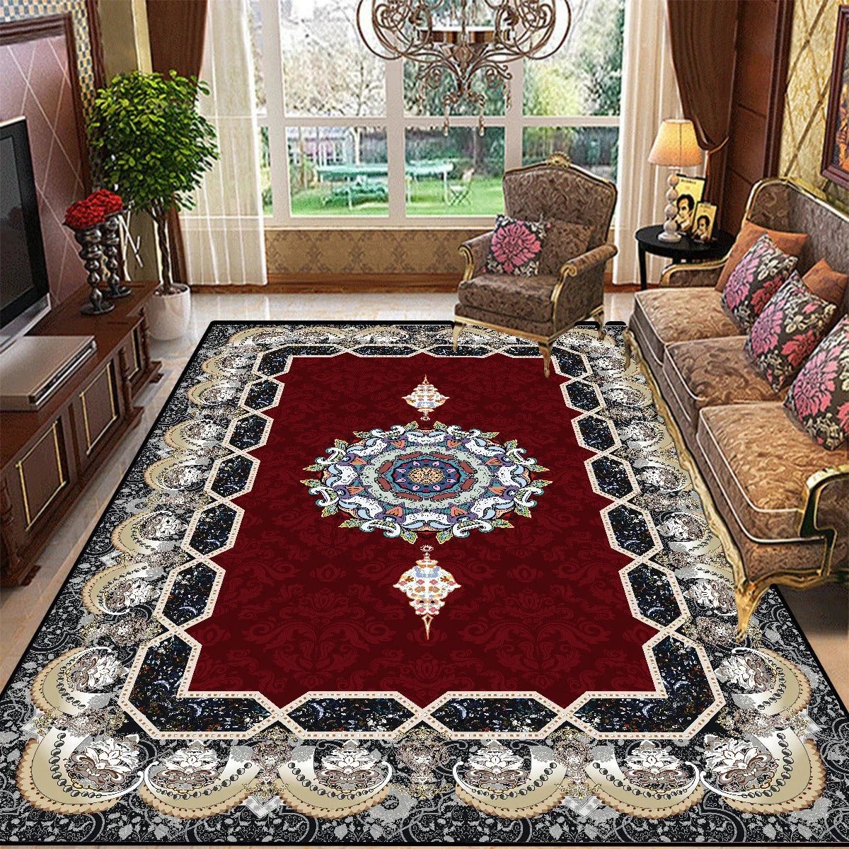 Vintage Bohemian High-end Luxury Carpet Retro Türkiye Persian Style Large Rug Classical Non Slip Washable Living Roon Floor Mat