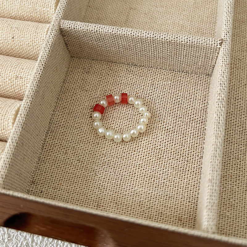 Color Crystal Beaded Ring Niche Design High-grade Finger Ring Light Luxury Elegant All-match Ring Accessories