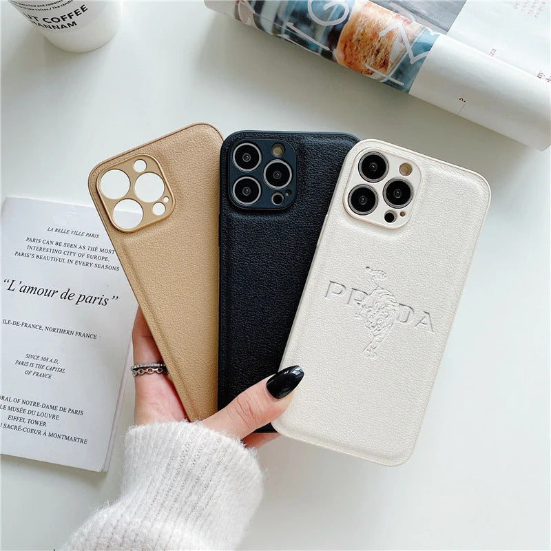 Tiger Leather Soft Case For Iphone 15 14 13 12 11 Pro Max Mini 7 8 Plus X Xs Xr Max Luxury Phone Cover Fashion Anti Drop Funda