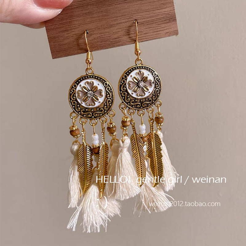 Bohemian Style Earrings Chinese Retro Style Niche Light Luxury Ear Drops Ear Hooks Vacation Style Earrings for Women