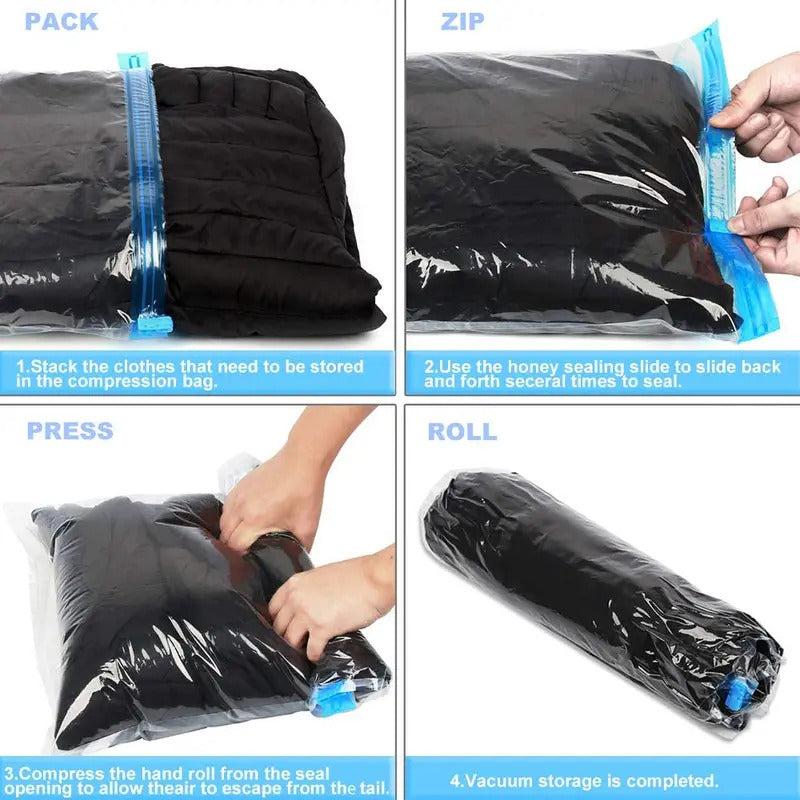 Convenient Vacuum Bag Roll-up Travel Compression Bags for Clothes Luggage Space Saver Packing Suitcases