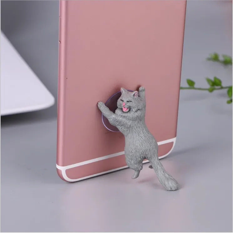 Cute Cat Phone Holder Tablets Desk Sucker Support Resin Mobile Phone Stand Holder Sucker Design Animal Holder for Smartphone