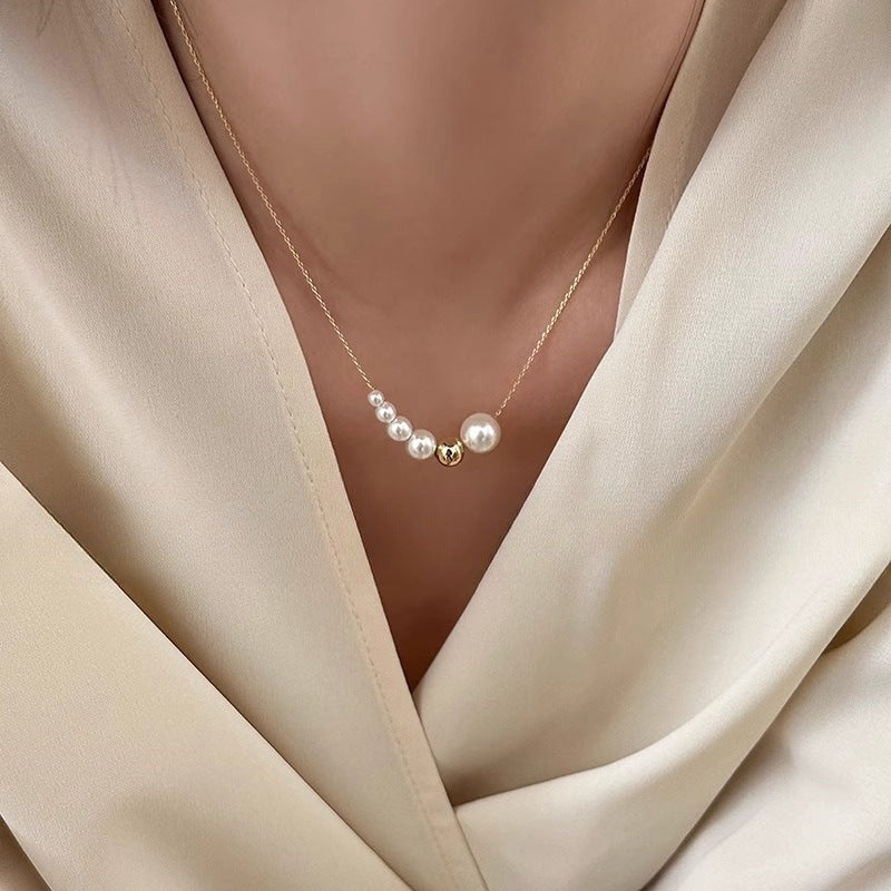 Liluo New S925 Sterling Silver Pearl Necklace Accessories for Women, Non-Fading, High-End Feel, Versatile Spring and Summer Clavicle Chain Wholesale