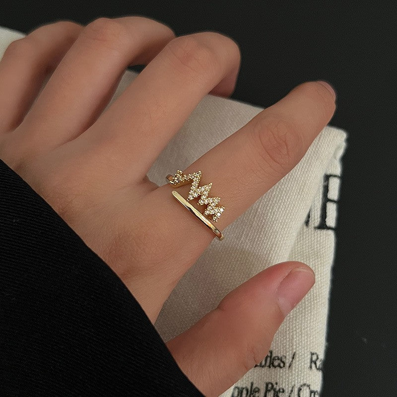 Sand Gold Opening Adjustable Frosted Ring Women's Fashion Sweet Light Luxury Niche Exquisite Ring Ancient Design