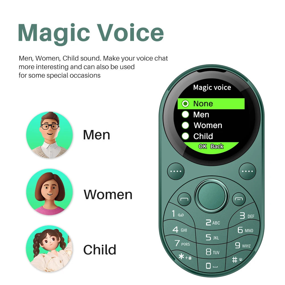 SERVO i15 mini Oval Small Mobile Phone Dual SIM GSM 1.39 inch Screen Speed Dial Magic Voice Blacklist Vibration FM Radio Type-C