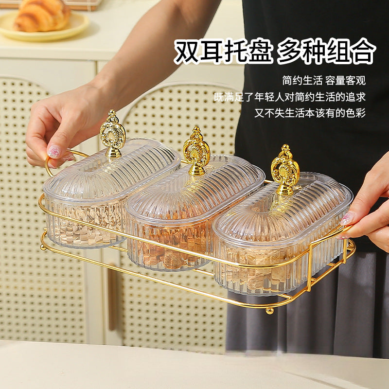 Living Room Household Coffee Table Nut Plate Oval Dish Compartment Plate Snack Plate Dessert Plate Nut Plate Candy Plate