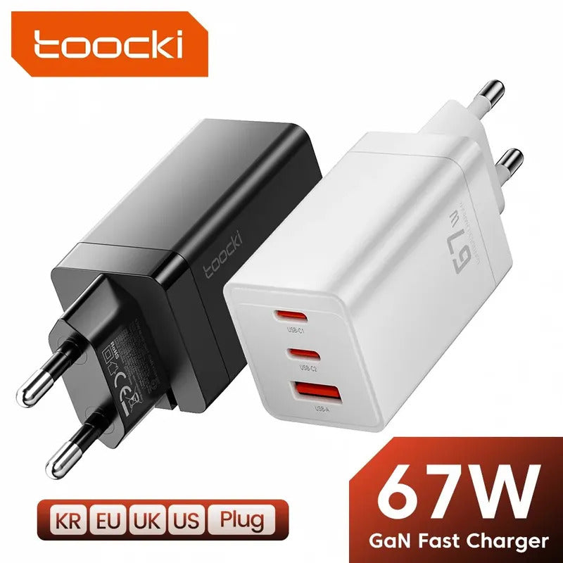 Toocki 67W GaN USB C Charger QC4.0 65W PD 3.0 Type C Fast Charger Quick For iPhone 16 15 14 13 Pro Samsung Xiaomi Huawei MacBook
