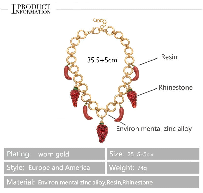 red Pepper Necklaces for Women Multilayer Collar Chain Verse Christian Jewelry 18K Gold Choker Plated/Stainless