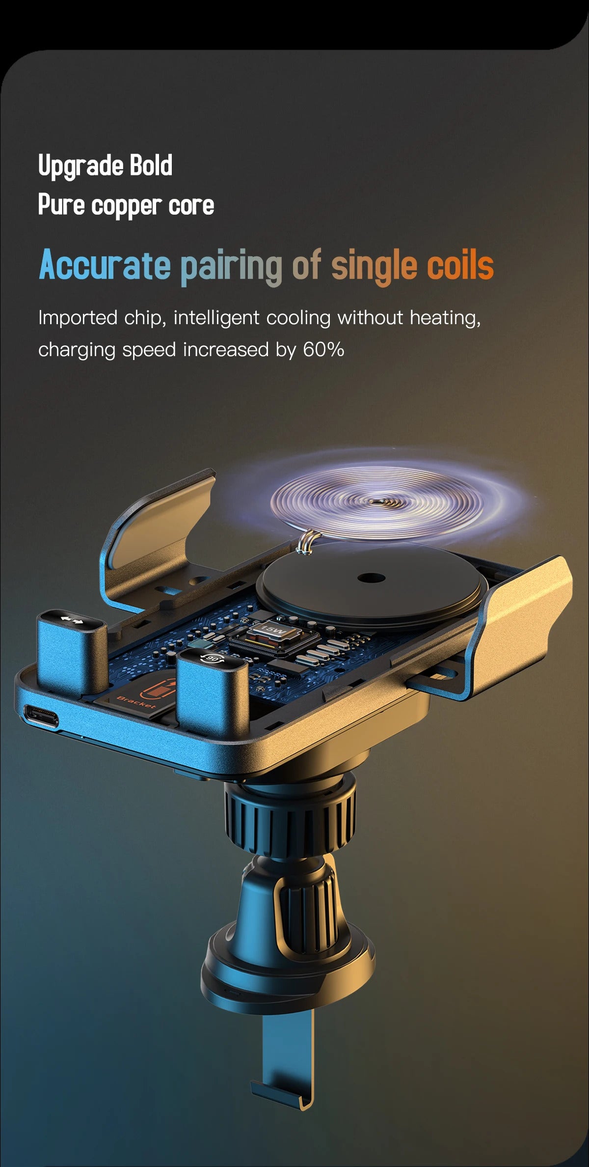 Wireless Car Phone Holder 15W Wireless Fast Charging Infrared Induction Phone Stand Universal Transparent for iPhone Xiaomi