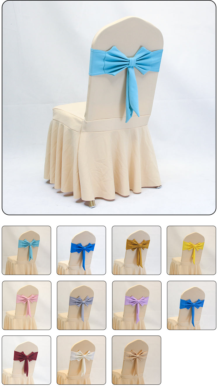 V45O Banquet Elastic Chair Cover No Tie Bowknot Chair Back Flower Decoration Wedding Hotel VIP Stool Strap