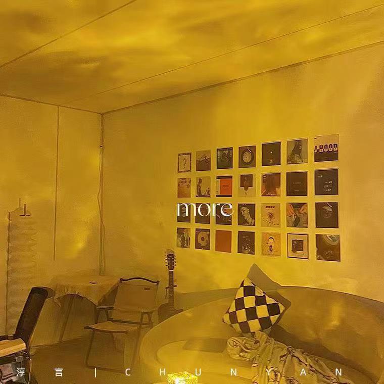 Square Water Ripple Atmosphere Lamp Night Light Creative Gift for Girls Bedside Bedroom Flame Aurora Dynamic Table Lamp